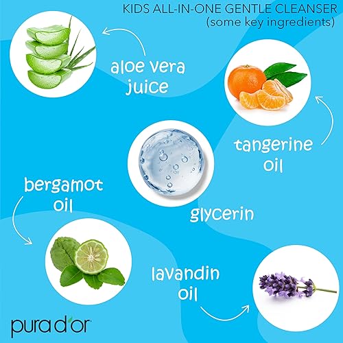 PURA D OR KIDS ALL-IN-ONE WASH 16OZ GENTLE SULFATE-FREE SHAMPOO BUBBLE BATH, HYPOALLERGENIC