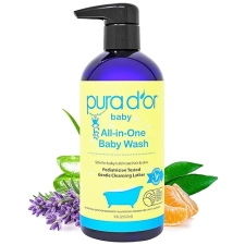 PURA DOR CALMING BABY WASH SHAMPOO 16OZ, TEAR-FREE, SULFATE-FREE, ALOE, GENTLE, USDA CERTIFIED