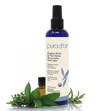 PURA DOR SHOE FOOT ODOR ELIMINATOR SPRAY, 8OZ ORGANIC DEODORIZER WITH ESSENTIAL OILS