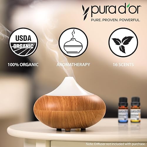PURA DOR ORGANIC ESSENTIAL OILS SET 16X10ML, 100 PURE AROMATHERAPY GIFT BOX FOR WELLNESS