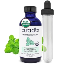 PURA DOR ORGANIC PEPPERMINT ESSENTIAL OIL 4OZ 100 PURE FOR HAIR, SKIN, DIFFUSER, AROMATHERAPY