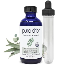 PURA DOR ORGANIC EUCALYPTUS ESSENTIAL OIL 4OZ PURE AROMATHERAPY FOR HAIR, SKIN, DIFFUSER, MASSAGE