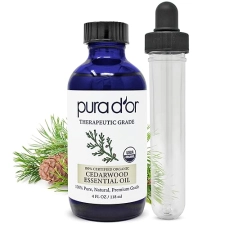 PURA DOR ORGANIC CEDARWOOD ESSENTIAL OIL 4OZ 100 PURE FOR HAIR, SKIN, DIFFUSER MASSAGE