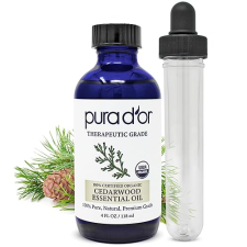 PURA DOR ORGANIC CEDARWOOD ESSENTIAL OIL 4OZ 100 PURE FOR HAIR, SKIN, DIFFUSER MASSAGE