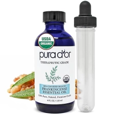 PURA DOR ORGANIC FRANKINCENSE ESSENTIAL OIL 4OZ PURE THERAPEUTIC GRADE FOR SKIN, HAIR, DIFFUSER