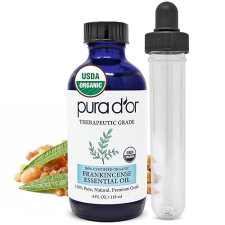 PURA DOR ORGANIC FRANKINCENSE ESSENTIAL OIL 4OZ PURE THERAPEUTIC GRADE FOR SKIN, HAIR, DIFFUSER