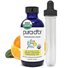 PURA DOR ORGANIC SWEET ORANGE ESSENTIAL OIL 4OZ PURE AROMATHERAPY FOR HAIR, SKIN DIFFUSER