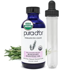 PURA DOR ORGANIC ROSEMARY ESSENTIAL OIL 4OZ - THERAPEUTIC GRADE FOR HAIR, SKIN, AROMATHERAPY, DIY