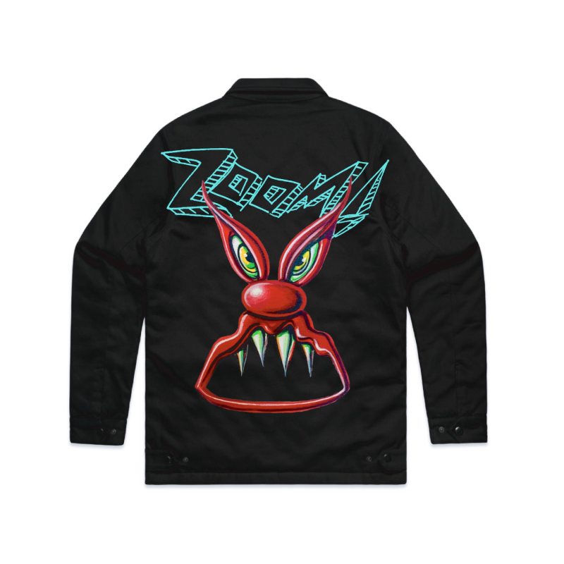 MATTEL HOT WHEELS X KENNY SCHARF BLACK EMBROIDERED ZIP FRONT JACKET