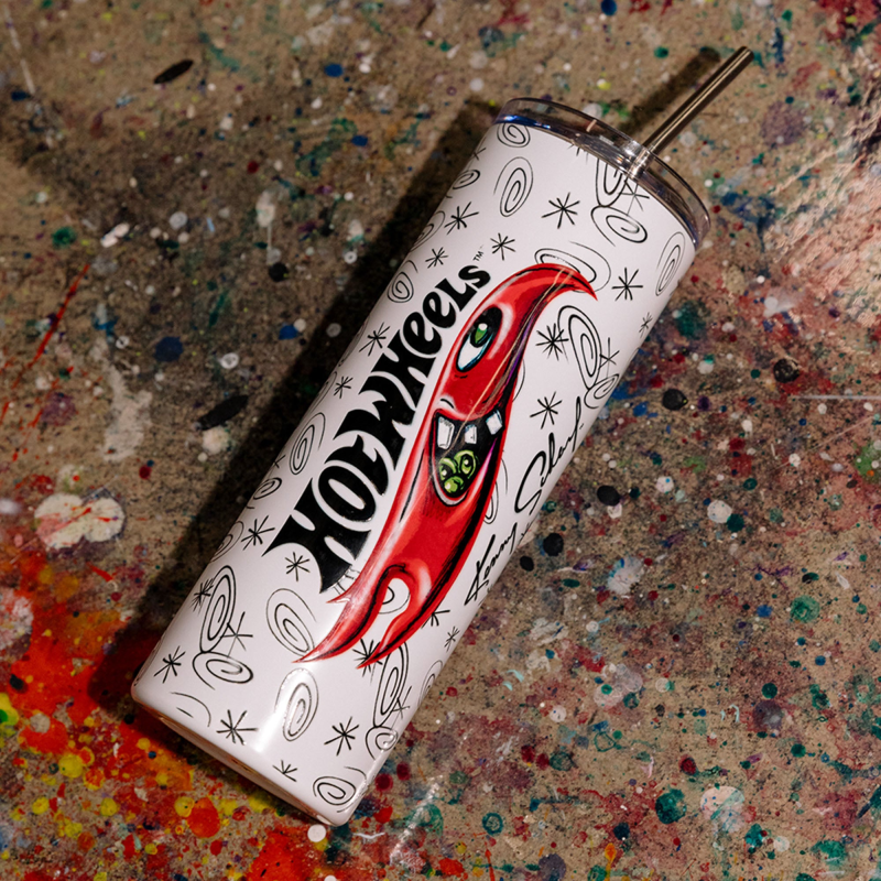 MATTEL HOT WHEELS X KENNY SCHARF WHITE TUMBLER