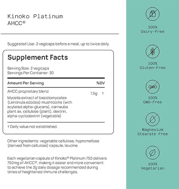 QUALITY OF LIFE AHCC KINOKO PLATINUM MUSHROOM EXTRACT VITAMIN C IMMUNO COMPLEX IMMUNE SUPPORT BUNDLE