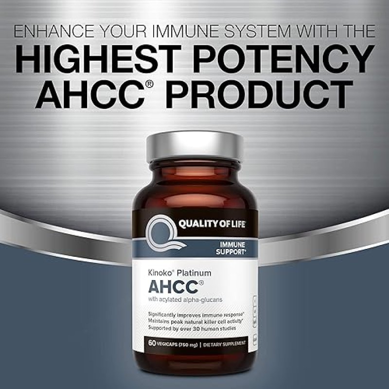 QUALITY OF LIFE KINOKO PLATINUM AHCC MUSHROOM EXTRACT MICROACTIVE CURCUMIN SR IMMUNE SUPPORT BUNDLE