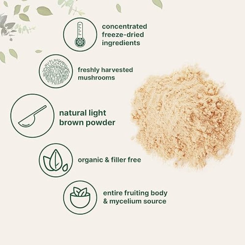 MICRO INGREDIENTS ORGANIC LION S MANE MUSHROOM POWDER 16OZ PURE FRUITING BODY, BRAIN IMMUNE SUPPORT, VEGAN, NON-GMO