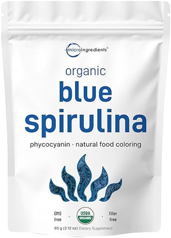 MICRO INGREDIENTS ORGANIC BLUE SPIRULINA POWDER VEGAN PHYCOCYANIN EXTRACT, 60 SERVINGS, NATURAL BLUE FOOD COLORING
