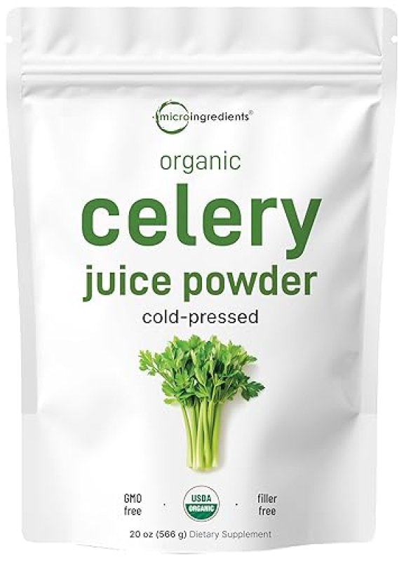 MICRO INGREDIENTS ORGANIC CELERY JUICE POWDER 20OZ COLD PRESSED, DETOX, IMMUNE SUPPORT, VEGAN, 70 SERVINGS