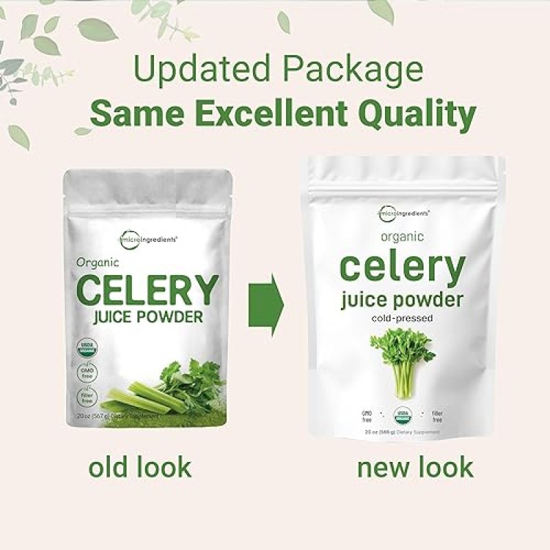 MICRO INGREDIENTS ORGANIC CELERY JUICE POWDER 20OZ COLD PRESSED, DETOX, IMMUNE SUPPORT, VEGAN, 70 SERVINGS
