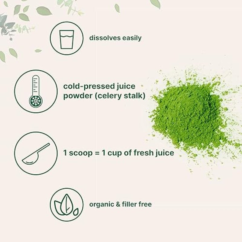 MICRO INGREDIENTS ORGANIC CELERY JUICE POWDER 20OZ COLD PRESSED, DETOX, IMMUNE SUPPORT, VEGAN, 70 SERVINGS
