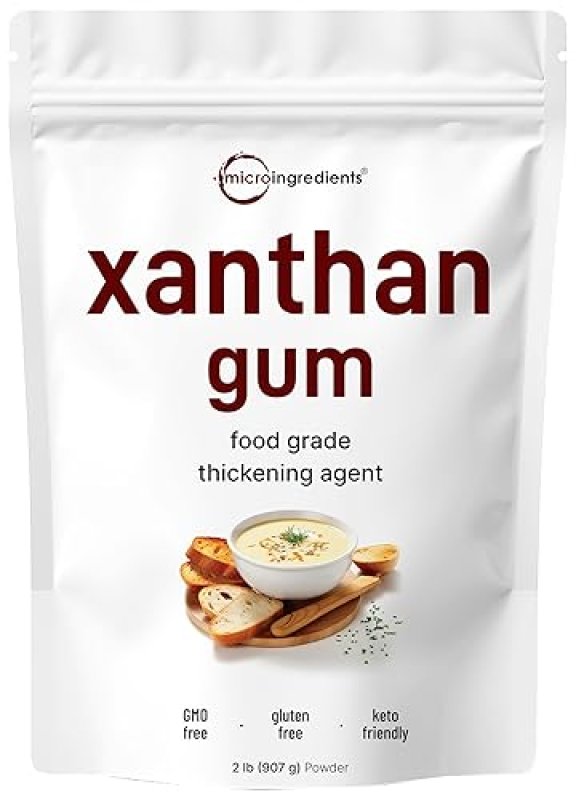 MICRO INGREDIENTS XANTHAN GUM POWDER 2LB PREMIUM UNFLAVORED THICKENER FOR KETO, GLUTEN-FREE BAKING, NON-GMO, VEGAN