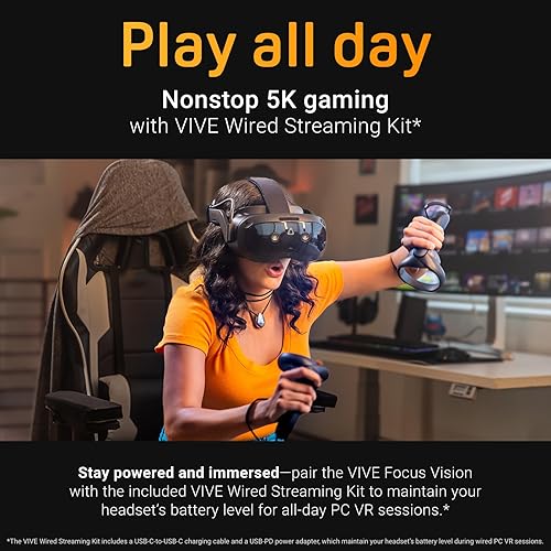 HTC VIVE FOCUS VISION WIRED XR HEADSET BUNDLE WITH DISPLAYPORT PC VR STREAMING KIT