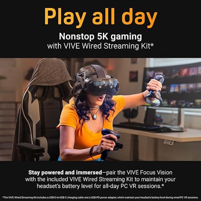 HTC VIVE FOCUS VISION WIRED XR HEADSET BUNDLE WITH DISPLAYPORT PC VR STREAMING KIT