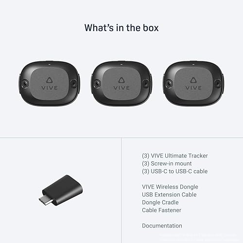 HTC VIVE ULTIMATE TRACKER 3-PACK WITH DONGLE FULL BODY TRACKING FOR STEAMVR, VIVE XR, QUEST