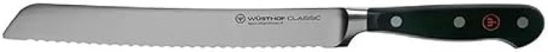 WUSTHOF CLASSIC 8-INCH BREAD KNIFE WITH SERRATED EDGE, BLACK HANDLE GERMAN STAINLESS STEEL