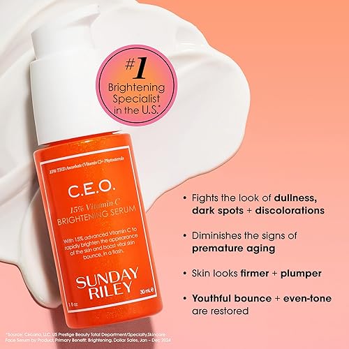 SUNDAY RILEY C.E.O. 15 VITAMIN C BRIGHTENING SERUM FOR RADIANT, EVEN-TONED SKIN