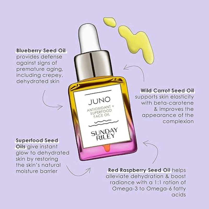 SUNDAY RILEY JUNO ANTIOXIDANT SUPERFOOD FACE OIL FOR RADIANT, NOURISHED, HYDRATED SKIN