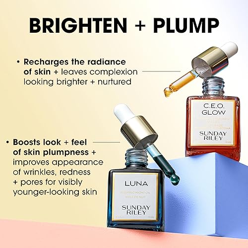 SUNDAY RILEY DAY NIGHT BRIGHTENING AND PLUMPING SERUM FOR RADIANT, HYDRATED SKIN ALL SKIN TYPES