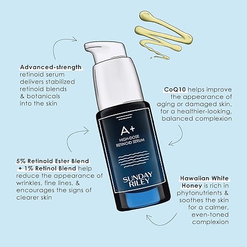 SUNDAY RILEY A HIGH-DOSE RETINOL SERUM FOR ANTI-AGING, FINE LINES WRINKLES, 30ML