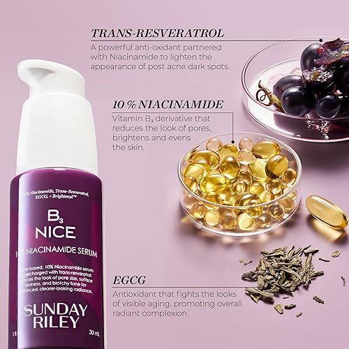 SUNDAY RILEY B3 NICE 10 NIACINAMIDE FACE SERUM 1OZ BRIGHTENING PORE MINIMIZING TREATMENT