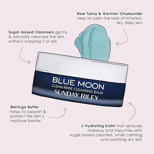 SUNDAY RILEY BLUE MOON CLEANSING BALM 3.5 FL OZ HYDRATING MAKEUP REMOVER FACE CLEANSER