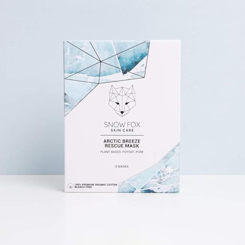 SNOW FOX ARCTIC BREEZE SHEET MASK 5-PACK PEPPERMINT ALOE VERA HYDRATING COOLING FACE MASK
