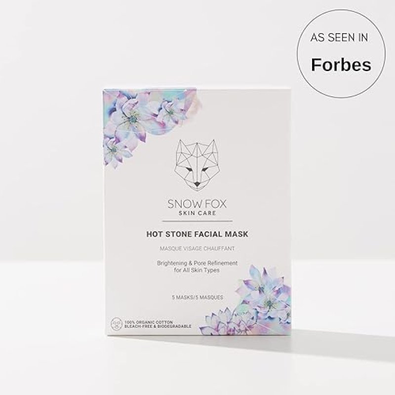 SNOW FOX SKINCARE HOT STONE FACIAL MASK 5-PACK FOR OIL CONTROL PORE MINIMIZING TREATMENT