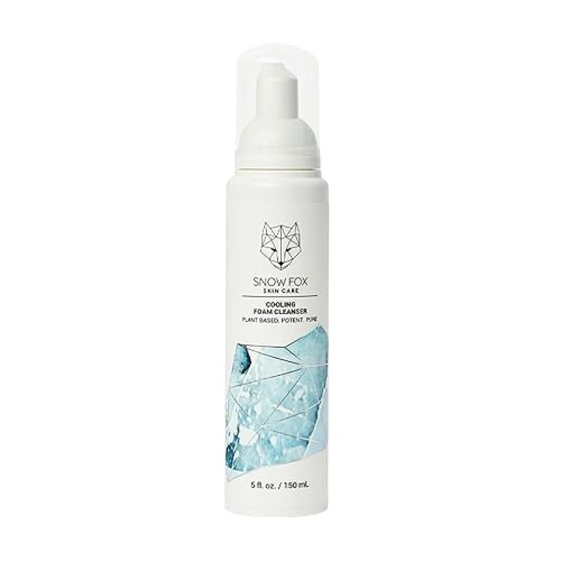 SNOW FOX COOLING FOAM CLEANSER SLS-FREE FACE WASH WITH ORGANIC ALOE PEPPERMINT 5OZ