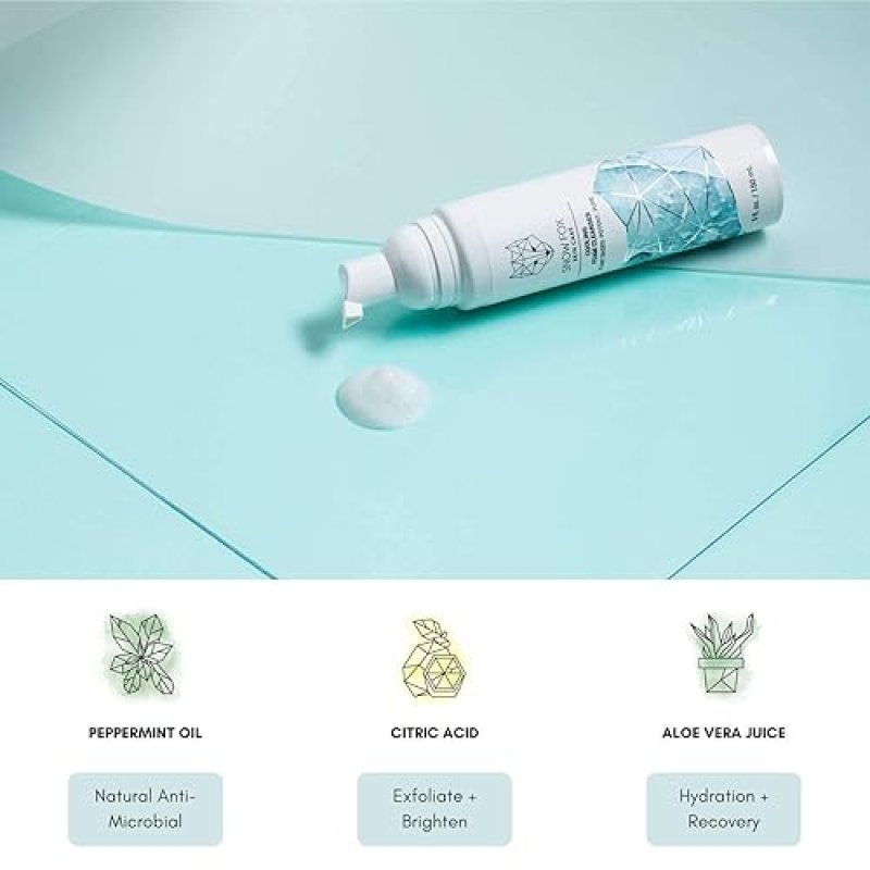 SNOW FOX COOLING FOAM CLEANSER SLS-FREE FACE WASH WITH ORGANIC ALOE PEPPERMINT 5OZ