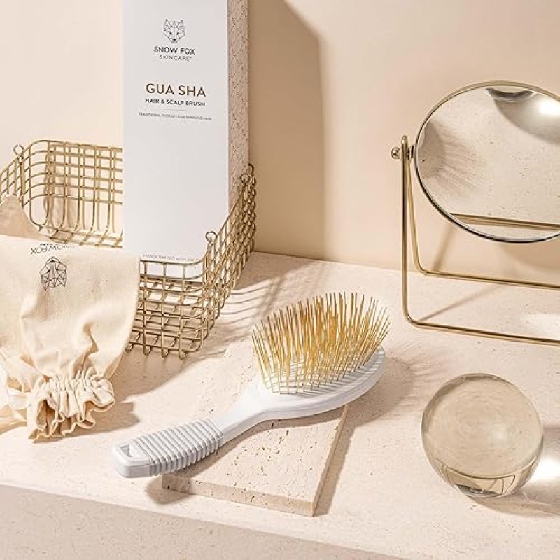 GUA SHA HAIR SCALP MASSAGE BRUSH NATURAL JADE COMB FOR HAIR GROWTH RELAXATION