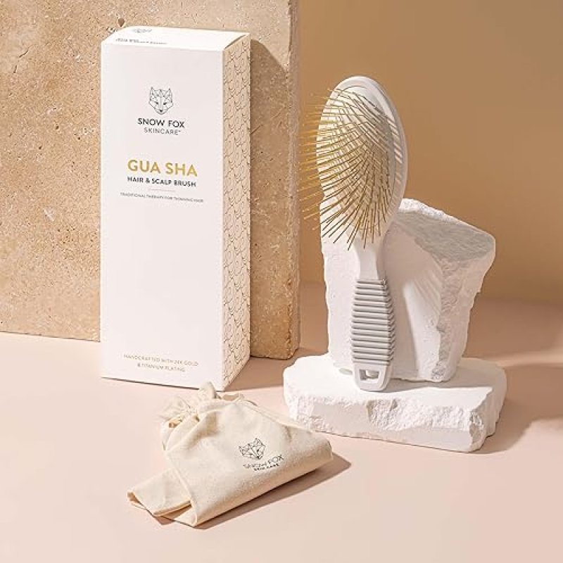GUA SHA HAIR SCALP MASSAGE BRUSH NATURAL JADE COMB FOR HAIR GROWTH RELAXATION