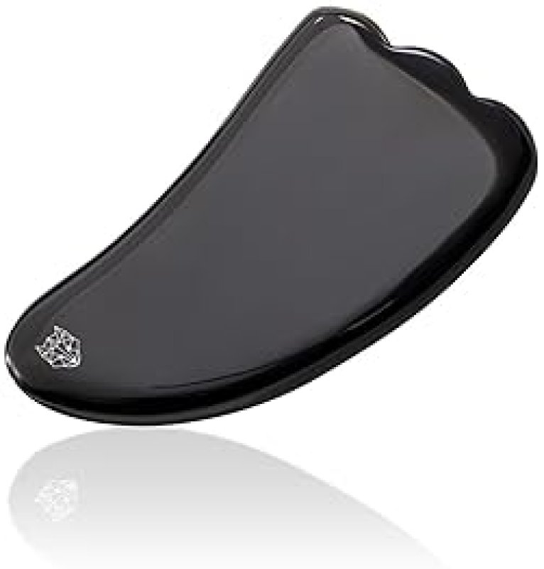 SNOW FOX BLACK OBSIDIAN GUA SHA FACIAL MASSAGE TOOL FOR LIFTING, SCULPTING GLOWING SKIN