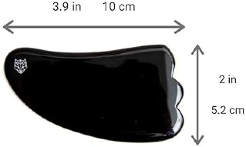 SNOW FOX BLACK OBSIDIAN GUA SHA FACIAL MASSAGE TOOL FOR LIFTING, SCULPTING GLOWING SKIN