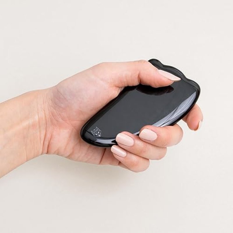 SNOW FOX BLACK OBSIDIAN GUA SHA FACIAL MASSAGE TOOL FOR LIFTING, SCULPTING GLOWING SKIN