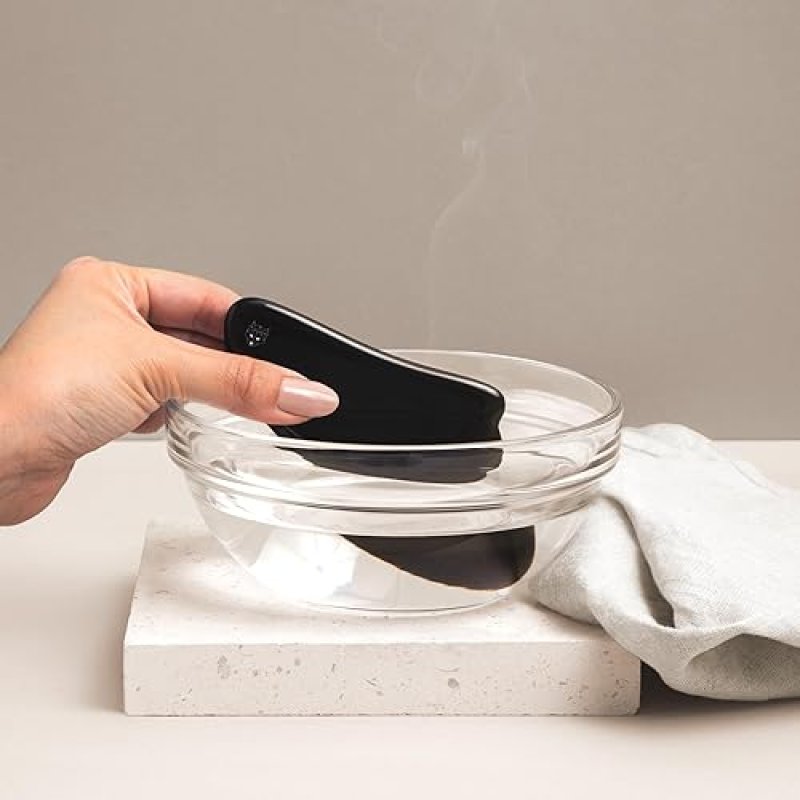 SNOW FOX BLACK OBSIDIAN GUA SHA FACIAL MASSAGE TOOL FOR LIFTING, SCULPTING GLOWING SKIN