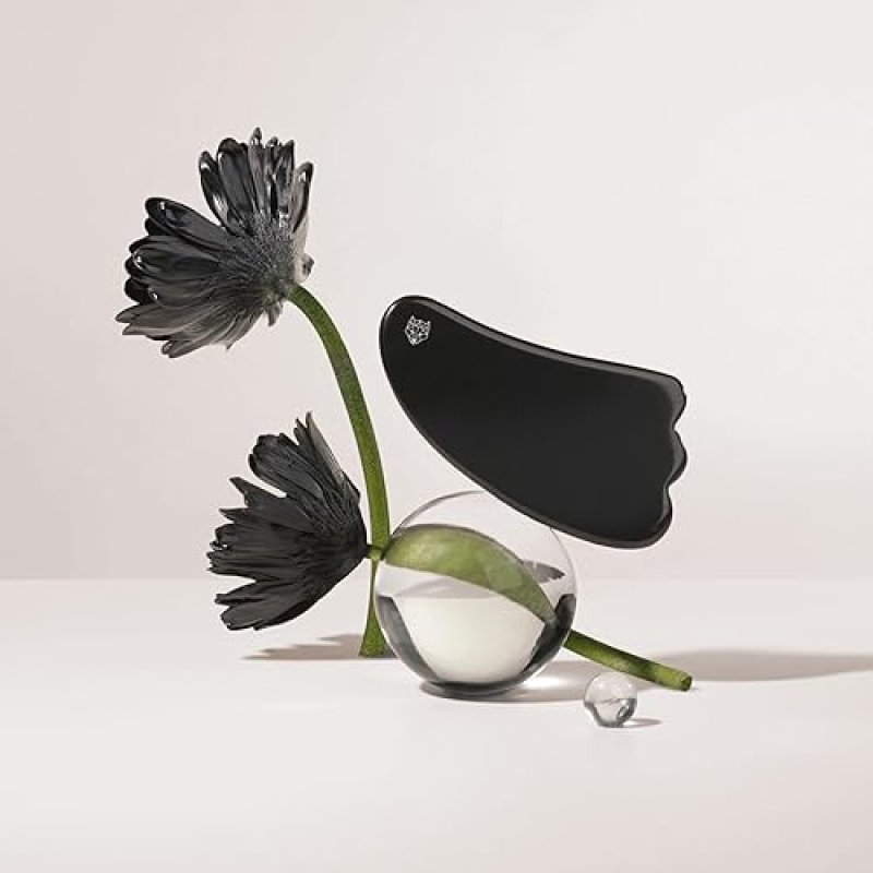 SNOW FOX BLACK OBSIDIAN GUA SHA FACIAL MASSAGE TOOL FOR LIFTING, SCULPTING GLOWING SKIN