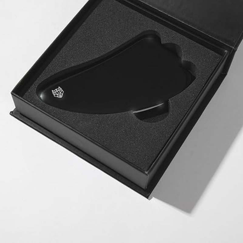 SNOW FOX BLACK OBSIDIAN GUA SHA FACIAL MASSAGE TOOL FOR LIFTING, SCULPTING GLOWING SKIN