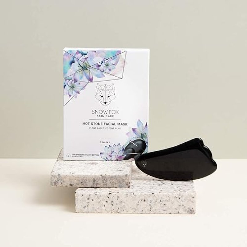 SNOW FOX HOT STONE FACIAL MASK OBSIDIAN GUA SHA SET SPA BUNDLE FOR ABSORPTION RELAXATION