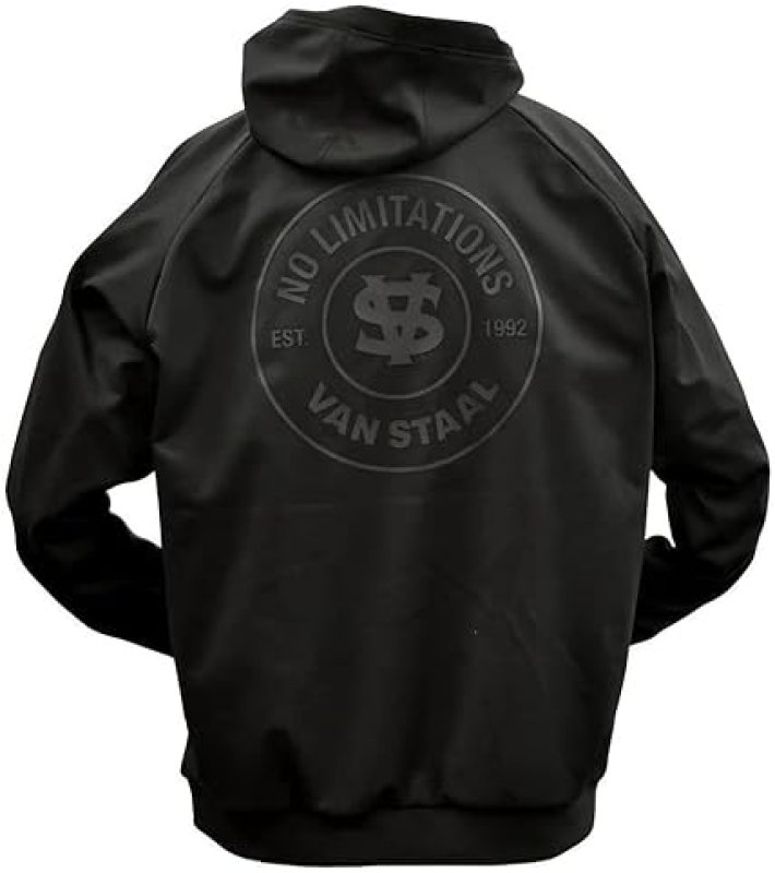 VAN STAAL MENS BLACK ELASTIC DRAWCORD HOODIE, SIZE LARGE COMFORTABLE FISHING PULLOVER SWEATSHIRT