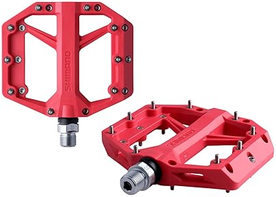 SHIMANO PD-GR400 RED FLAT BIKE PEDALS LIGHTWEIGHT, DURABLE MTB PLATFORM PEDALS FOR CYCLING