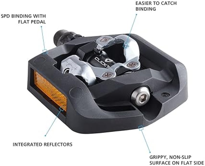 SHIMANO PD-T421 CLICKR PEDALS, POP UP MECHANISM, BLACK LIGHTWEIGHT CLIPLESS BIKE PEDALS