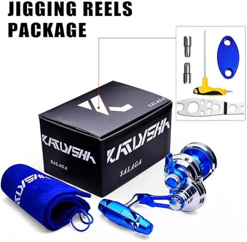 KATUYSHA HEAVY DUTY SALTWATER JIGGING REEL, LEVER DRAG, ALUMINUM, OFFSHORE BIG GAME TROLLING REEL