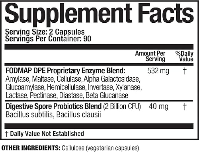 ARTHUR ANDREW MEDICAL FODMAP DPE DIGESTIVE PROBIOTICS ENZYMES, FODMAP RELIEF, 180 VEGAN CAPSULES